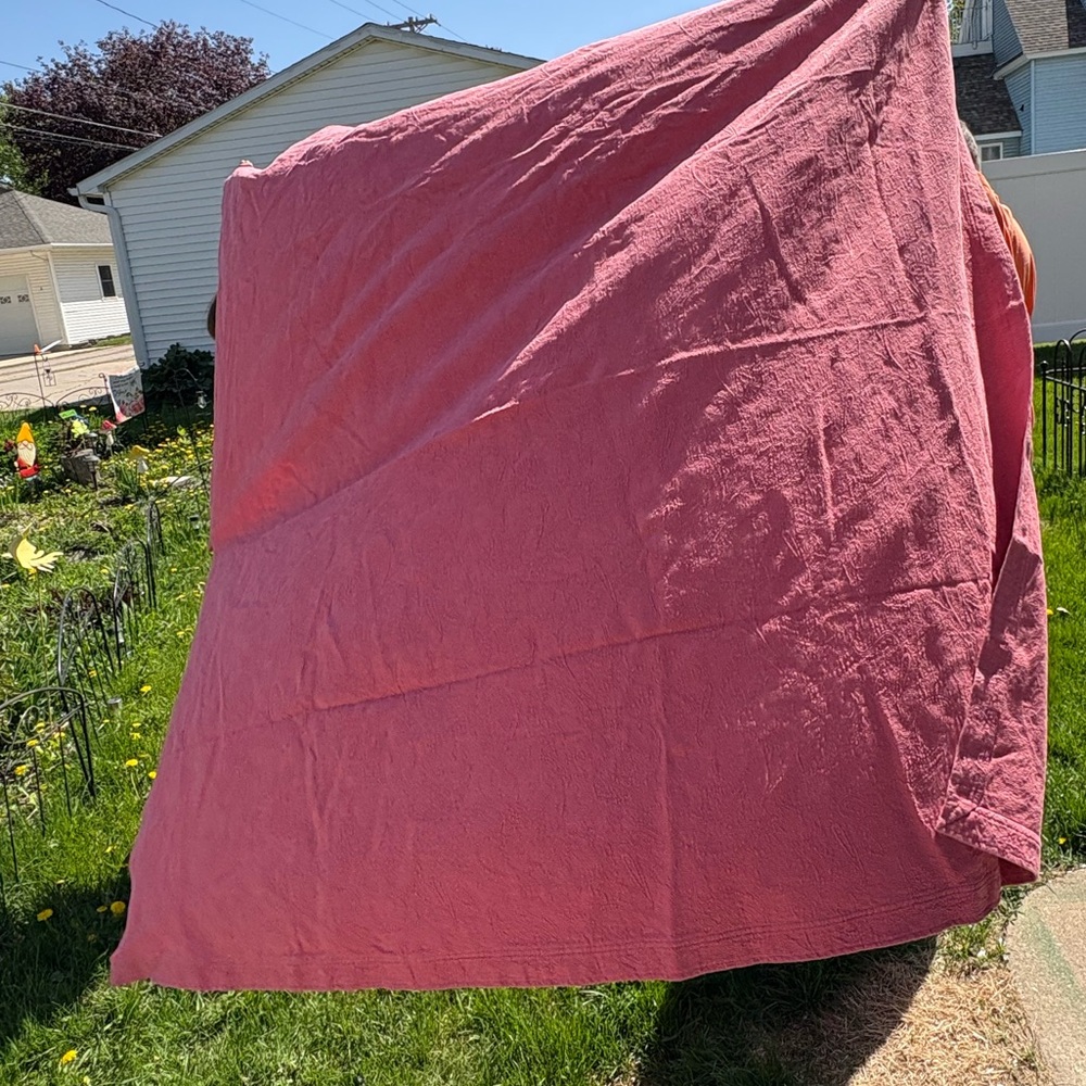 Vintage Lands' End Coral Quilt From Coming Home Collection Floral Embossing